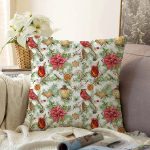 - Sonil-K-8666-Gorsel1 - Realhomes Beyaz Zemin Üzerinde Çiçek Desenli Dijital Baskılı Modern Raşel Kadife Yastık Kırlent Kılıfı Realhomes