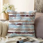 - Sonil-K-8675-Gorsel1 - Realhomes Beyaz Zeminli Renkli Yaprak Desenli Dijital Baskılı Modern Raşel Kadife Yastık Kırlent Kılıfı Realhomes