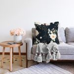 - Sonil-K-8687-Gorsel2 - Realhomes  Rengarenk Zemin Üzerinde Beyaz Çiçek Desenli Raşel Kadife Yastık Kırlent Kılıfı Realhomes