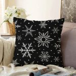 - Sonil-K-8691-Gorsel1 - Realhomes Siyah Zeminli Beyaz Kartanesi Desenli Dijital Baskılı Modern Raşel Kadife Yastık Kırlent Kılıfı Realhomes