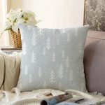 - Sonil-K-8694-Gorsel1 - Realhomes Gri Zemin Üzerinde Çamağacı Desenli Dijital Baskılı Modern Raşel Kadife Yastık Kırlent Kılıfı Realhomes