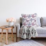 - Sonil-K-8695-Gorsel2 - Realhomes  Beyaz Zeminli Renkli Kelebek Desenli Dijital Baskılı Modern Raşel Kadife Yastık Kırlent Kılıfı Realhomes