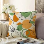- Sonil-K-8702-Gorsel1 - Realhomes  Renkli Zemin Üzerinde Onedraw Çizimki Meyva Desenli Raşel Kadife Yastık Kırlent Kılıfı Realhomes