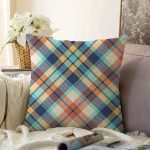 - Sonil-K-8704-Gorsel1 - Realhomes  Renkli Zemin Üzerinde Pastel Renkli Ekose Desenli Modern Raşel Kadife Yastık Kırlent Kılıfı Realhomes