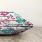 - Sonil-K-8705-Gorsel3 - Realhomes  Beyaz Zeminli Renkli Yaprak Desenli Dijital Baskılı Modern Raşel Kadife Yastık Kırlent Kılıfı Realhomes