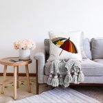 - Sonil-K-8706-Gorsel2 - Realhomes  Beyaz Zemin Üzerinde Sonbahar Renkli Şemsiye Desenli Raşel Kadife Yastık Kırlent Kılıfı Realhomes