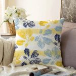 - Sonil-K-8711-Gorsel1 - Realhomes Beyaz Zeminli Renkli Yaprak Desenli Dijital Baskılı Modern Raşel Kadife Yastık Kırlent Kılıfı Realhomes