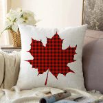 - Sonil-K-8715-Gorsel1 - Realhomes  Beyaz Zemin Üzerinde Ekose Desenli Yaprak Raşel Kadife Yastık Kırlent Kılıfı Realhomes