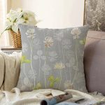 Pastel Zeminli Renkli Yaprak Desenli Dijital Baskılı Modern Raşel Kadife Yastık Kırlent Kılıfı Realhomes