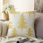 - Sonil-K-8721-Gorsel1 - Realhomes Beyaz Zemin Üzerinde Gold Renkli Çam Ağacı Desenli Modern Raşel Kadife Yastık Kırlent Kılıfı Realhomes