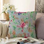 Pastel Zeminli Yılbaşı Çorabı Desenli Dijital Baskılı Modern Raşel Kadife Yastık Kırlent Kılıfı Realhomes