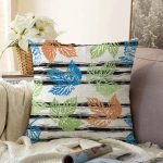 - Sonil-K-8723-Gorsel1 - Realhomes Beyaz Zeminli Renkli Yaprak Desenli Dijital Baskılı Modern Raşel Kadife Yastık Kırlent Kılıfı Realhomes