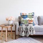 - Sonil-K-8723-Gorsel2 - Realhomes Beyaz Zeminli Renkli Yaprak Desenli Dijital Baskılı Modern Raşel Kadife Yastık Kırlent Kılıfı Realhomes