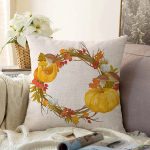 Renkli Zeminli Bal Kabağı Desenli Dijital Baskılı Modern Raşel Kadife Yastık Kırlent Kılıfı Realhomes