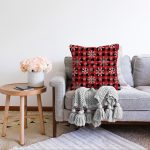 - Sonil-K-8732-Gorsel2 - Realhomes  Kırmızı Ekose Desenli Kartanesi Motifli Dijital Baskılı Modern Şönil Yastık Kılıfı Realhomes