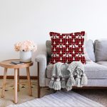 - Sonil-K-8733-Gorsel2 - Realhomes  Kırmızı Ekose Desenli Geyik Motifli Dijital Baskılı Modern Şönil Yastık Kırlent Kılıfı Realhomes