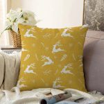 - Sonil-K-8737-Gorsel1 - Realhomes Renkli Zemin Üzerinde Geyik Desenli Dijital Baskılı Modern Raşel Kadife Yastık Kırlent Kılıfı Realhomes