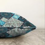 Renkli Zeminli Geometrik Desenli Dijital Baskılı Modern Raşel Kadife Yastık Kırlent Kılıfı Realhomes