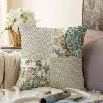 Renkli Zeminli Geometrik Desenli Dijital Baskılı Modern Raşel Kadife Yastık Kırlent Kılıfı Realhomes