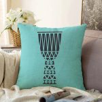 Renkli Zemin Üzerinde Onedraw Çizimli Kupa Desenli Modern Raşel Kadife Yastık Kırlent Kılıfı Realhomes