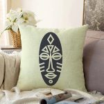 Renkli Zemin Üzerinde Onedraw Çizimli Yerli Silüeti Raşel Kadife Yastık Kırlent Kılıfı Realhomes