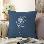 Renkli Zemin Üzerinde Yaprak Desenli Dijital Baskılı Modern Raşel Kadife Yastık Kırlent Kılıfı Realhomes