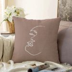 - Sonil-K-8827-Gorsel1 - Realhomes Renkli Zemin Üzerinde Onedraw Çizimli Bayan Silüeti Raşel Kadife Yastık Kırlent Kılıfı Realhomes