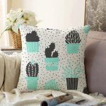 - Sonil-K-8848-Gorsel1 - Realhomes  Beyaz Zemin Üzerinde Siyah Puantiyeli Kaktüs Desenli Raşel Kadife Yastık Kırlent Kılıfı Realhomes