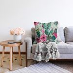 - Sonil-K-8851-Gorsel2 - Realhomes Renkli Zemin Üzerinde Kaktüs Desenli Dijital Baskılı Modern Raşel Kadife Yastık Kırlent Kılıfı Realhomes