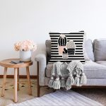 - Sonil-K-8854-Gorsel2 - Realhomes Renkli Zemin Üzerinde Siyah Çizgili Kaktüs Desenli Modern Raşel Kadife Yastık Kırlent Kılıfı Realhomes