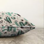 - Sonil-K-8857-Gorsel3 - Realhomes  Renkli Zemin Üzerinde Kaktüs Desenli Dijital Baskılı Modern Raşel Kadife Yastık Kırlent Kılıfı Realhomes