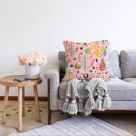 - Sonil-K-8867-Gorsel2 - Realhomes  Renkli Zemin Üzerinde Kaktüs Desenli Dijital Baskılı Modern Raşel Kadife Yastık Kırlent Kılıfı Realhomes