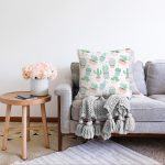 - Sonil-K-8869-Gorsel2 - Realhomes  Beyaz Zeminli Renkli Kaktüs Desenli Dijital Baskılı Modern Raşel Kadife Yastık Kırlent Kılıfı Realhomes