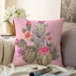 - Sonil-K-8871-Gorsel1 - Realhomes Renkli Zemin Üzerinde Kaktüs Desenli Dijital Baskılı Modern Raşel Kadife Yastık Kırlent Kılıfı Realhomes