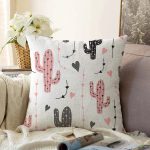 - Sonil-K-8875-Gorsel1 - Realhomes Beyaz Zeminli Renkli Kaktüs Desenli Dijital Baskılı Modern Raşel Kadife Yastık Kırlent Kılıfı Realhomes