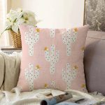 - Sonil-K-8878-Gorsel1 - Realhomes  Renkli Zemin Üzerinde Kaktüs Desenli Dijital Baskılı Modern Raşel Kadife Yastık Kırlent Kılıfı Realhomes