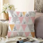 Renkli Geometrik Desenli Mermer Motifli Dijital Baskılı Modern Raşel Kadife Yastık Kılıfı Realhomes