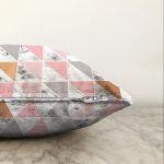 Renkli Geometrik Desenli Mermer Motifli Dijital Baskılı Modern Raşel Kadife Yastık Kılıfı Realhomes