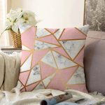 Renkli Geometrik Desenli Mermer Motifli Dijital Baskılı Modern Raşel Kadife Yastık Kılıfı Realhomes