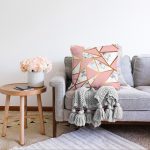 Renkli Geometrik Desenli Mermer Motifli Dijital Baskılı Modern Raşel Kadife Yastık Kılıfı Realhomes