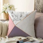 Renkli Geometrik Desenli Mermer Motifli Dijital Baskılı Modern Raşel Kadife Yastık Kılıfı Realhomes