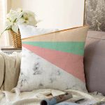 Renkli Geometrik Desenli Mermer Motifli Dijital Baskılı Modern Raşel Kadife Yastık Kılıfı Realhomes