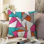 - Sonil-K-8899-Gorsel1 - Realhomes  Renkli Geometrik Desenli Mermer Motifli Dijital Baskılı Modern Raşel Kadife Kırlent Kılıfı Realhomes