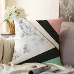 - Sonil-K-8913-Gorsel1 - Realhomes  Renkli Geometrik Desenli Mermer Motifli Dijital Baskılı Modern Raşel Kadife Kırlent Kılıfı Realhomes