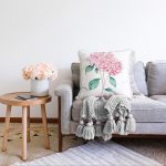 - Sonil-K-8920-Gorsel2 - Realhomes  Beyaz Zeminli Rengarenk Ortanca Çiçek Motifli Dijital Baskılı Modern Raşel Kadife Kırlent Kılıfı Realhomes