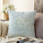 Rengarenk Zeminli Beyaz Ortanca Çiçek Desenli Dijital Baskılı Modern Raşel Kadife Kırlent Kılıfı Realhomes