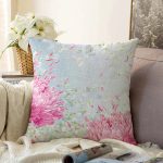 - Sonil-K-8926-Gorsel1 - Realhomes  Pastel Zeminli Rengarenk Ortanca Çiçek Dijital Baskılı Modern Raşel Kadife Yastık Kırlent Kılıfı Realhomes