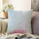 - Sonil-K-8927-Gorsel1 - Realhomes Pastel Zeminli Rengarenk Ortanca Çiçek Dijital Baskılı Modern Raşel Kadife Yastık Kırlent Kılıfı Realhomes