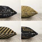 - Sonil-K4luset360-Gorsel2 - Realhomes 4'lü Çift Taraflı Siyah Zemin Üzerinde Gold Detaylı Modern Şönil Yastık Kırlent Kılıf Seti Realhomes