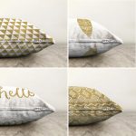 - Sonil-K4luset362-Gorsel2 - Realhomes 4'lü Çift Taraflı Renkli Zemin Üzerinde Gold Detaylı Geometrik Desenli Modern Şönil Yastık Kırlent Kılıf Seti Realhomes